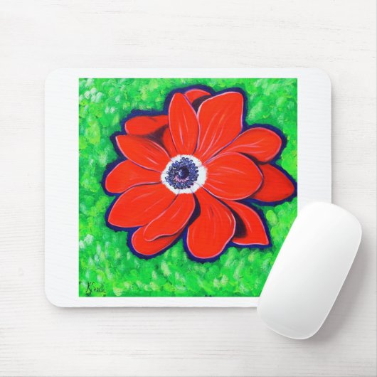 Helles Rotes Anemonbild Mousepad (Mit Mouse)