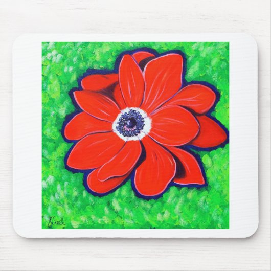 Helles Rotes Anemonbild Mousepad (Vorne)