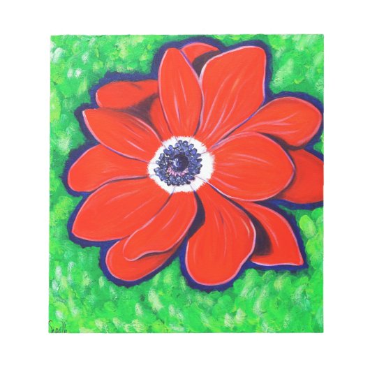 Helles Rotes Anemonbild Notizblock (Vorderseite)