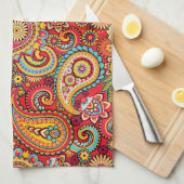 Helles rotes Blumenpaisley-Böhmemuster Handtuch (Viertel Falte)