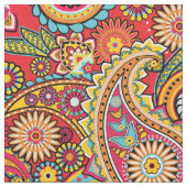 Helles rotes Blumenpaisley-Böhmemuster Stoff (Nahaufnahme)