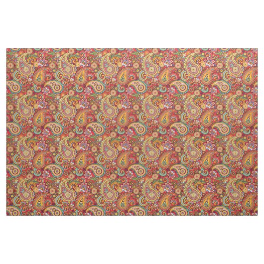 Helles rotes Blumenpaisley-Böhmemuster Stoff (Yard (91,4 cm))