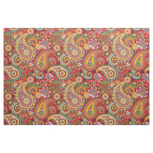 Helles rotes Blumenpaisley-Böhmemuster Stoff (Fat Quarter (45,7 x 55,9 cm))