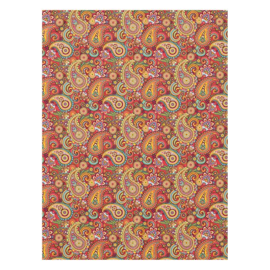 Helles rotes Blumenpaisley-Böhmemuster Tischdecke (Vorderseite)