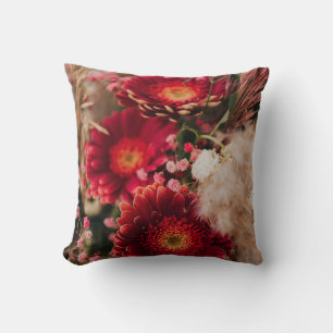Helles Rotes Blumenwirbel Kissen