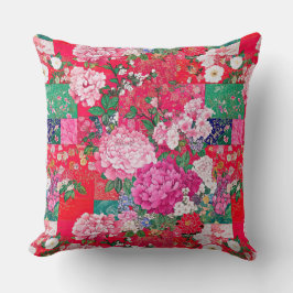 Helles Rotes Chinoiserie Patchwork Kissen