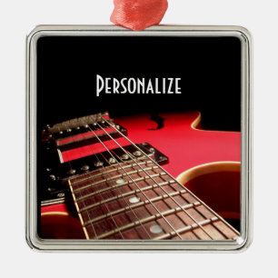 Helles rotes elektrische Gitarren-Foto Ornament Aus Metall
