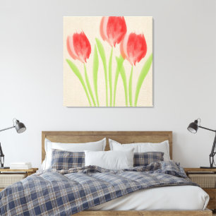 Helles Rotes Frühling Tulissen Leinwanddruck