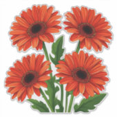 Helles rotes Gerbera-Daisy-Blumenstrauß Aufkleber (Vorderseite)