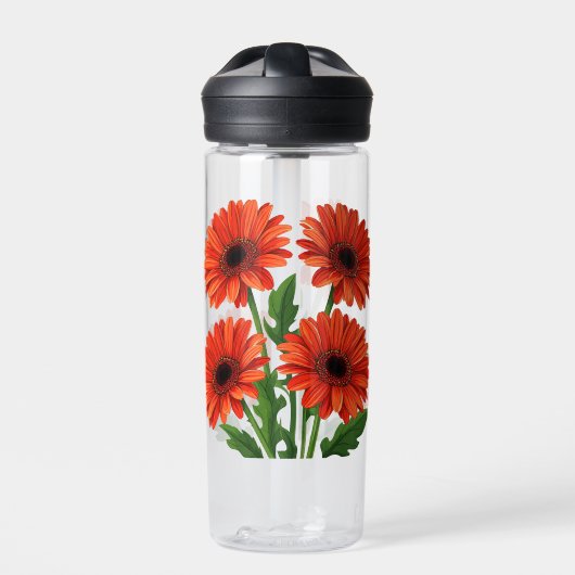 Helles rotes Gerbera-Daisy-Blumenstrauß Trinkflasche (Vorderseite)