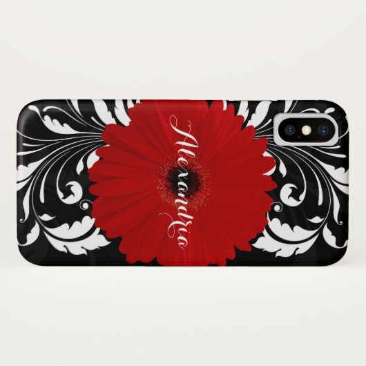 Helles rotes Gerbera-Gänseblümchen-hübsches Case-Mate iPhone Hülle (Rückseite (Horizontal))