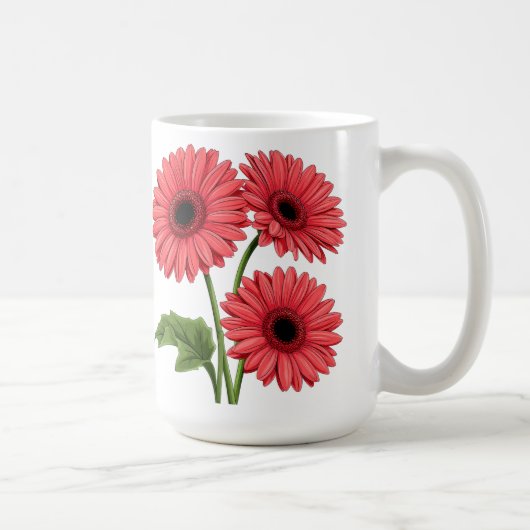 Helles rotes Gerbera-Gänseblümchen-Strauß Kaffeetasse (Rechts)