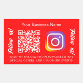 Helles rotes Geschäftsnamen-QR-Code Instagram Rechteckiger Aufkleber (Vorderseite)
