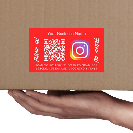 Helles rotes Geschäftsnamen-QR-Code Instagram Rechteckiger Aufkleber