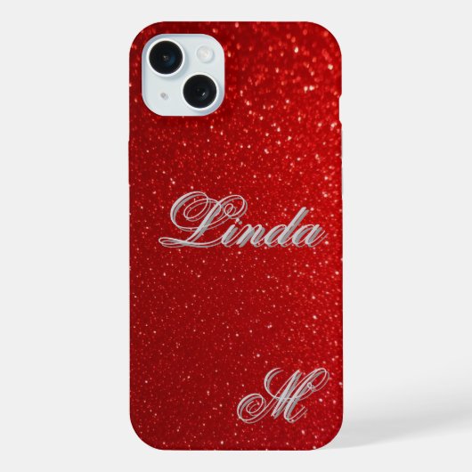 Helles rotes Glitter-Texture Luxus-Ästhetik-Gesche iPhone Hülle (Rückseite)