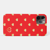 Helles Rotes Goldenes Monogramm Herz auf Rot Case-Mate iPhone Hülle (Rückseite (Horizontal))