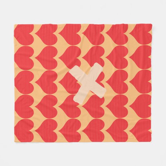 Helles rotes Herz-Muster Fleecedecke (Vorderseite (Horizontal))