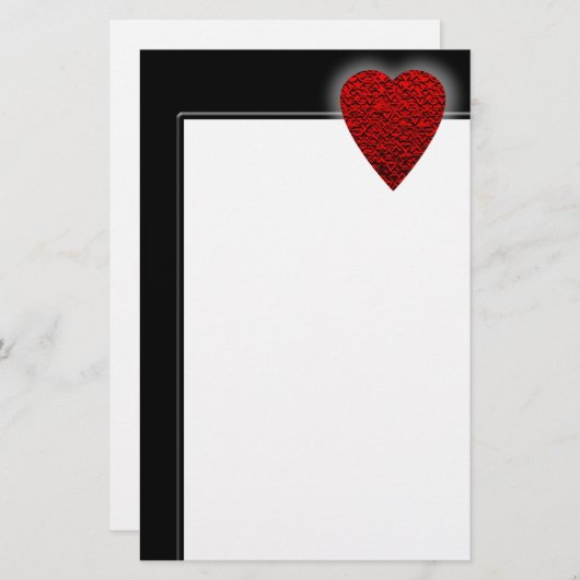 Helles rotes Herzbild. Briefpapier (Vorne/Hinten)