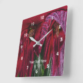 Helles Rotes Hibiskus Blume Abstrakt Art Quadratische Wanduhr (Winkel)