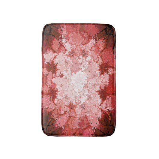 Helles rotes Kaleidoskop-abstraktes Fraktal-Muster Badematte (Vorderseite Vertikal)