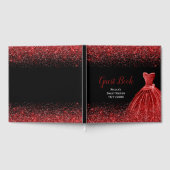 Helles rotes Kleid Faux Glitter Sweet 16 Gästebuch (Voll)