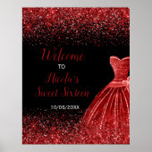 Helles Rotes Kleid Imitats Glitzer Sweet 16 Willko Poster (Vorne)