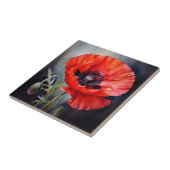 Helles rotes Mohnchen mit dunklem Zentrum Fliese (Seite)