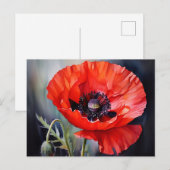 Helles rotes Mohnchen mit dunklem Zentrum Postkarte (Vorne/Hinten)