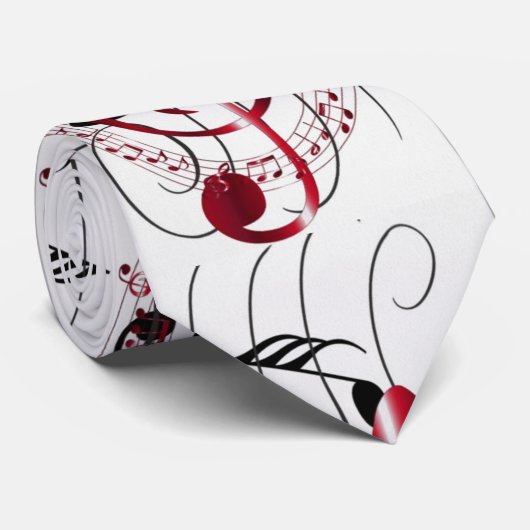 Helles rotes musikalisches Symbol auf Strudel des Krawatte (Gerollt)
