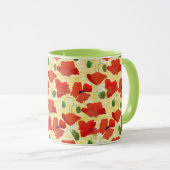 Helles rotes Muster auf Cornfield Gelb Tasse (VorderseiteRechts)