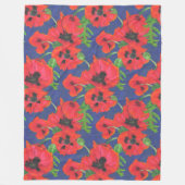 Helles rotes orientalisches Poppies-Muster auf bla Fleecedecke (Vorderseite)