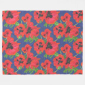 Helles rotes orientalisches Poppies-Muster auf bla Fleecedecke (Vorderseite (Horizontal))