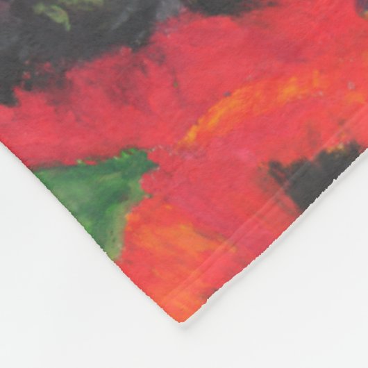 Helles rotes orientalisches Poppies-Muster auf bla Fleecedecke (Ecke)