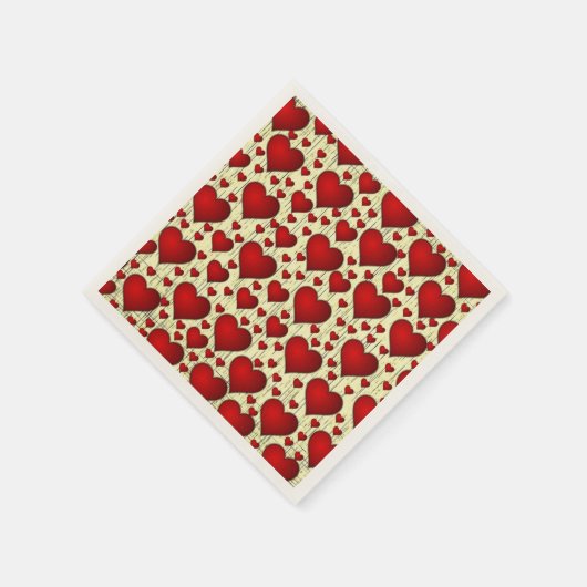 Helles rotes romantisches Herzmuster Serviette (Ecke)