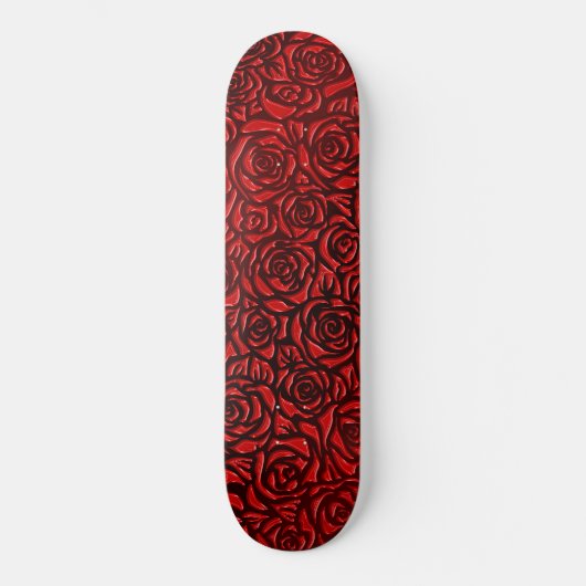 Helles rotes Rosenmuster Skateboard (Vorderseite)