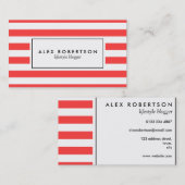 Helles Rotes und Weiß stripes Visitenkarte (Vorne/Hinten)