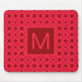 Helles rotes verziertes Muster mit Monogramm Mousepad (Vorne)