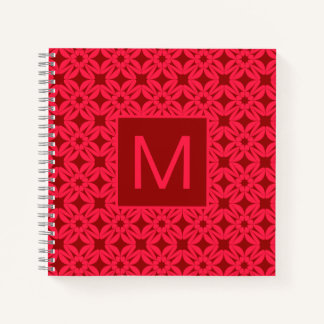 Helles rotes verziertes Muster mit Monogramm Notizblock