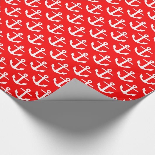 Helles rotes weißes Ankermuster Geschenkpapier (Ecke)