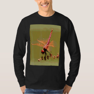 Helles Rotviolettes Dropwing isoliert auf grüner F T-Shirt