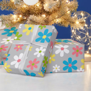 Helles, schlichtes, farbenfrohes, blumengeschmückt geschenkpapier