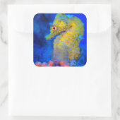 Helles Seepferd | Hippocampus Quadratischer Aufkleber (Tasche)