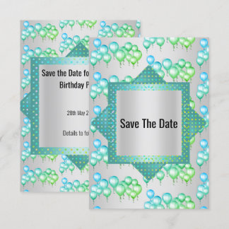 Helles Silver Green Ballon Save the Date Einladung