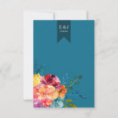 Helles Sommer farbenfroh türkis Hochzeit RSVP Karte (Rückseite)