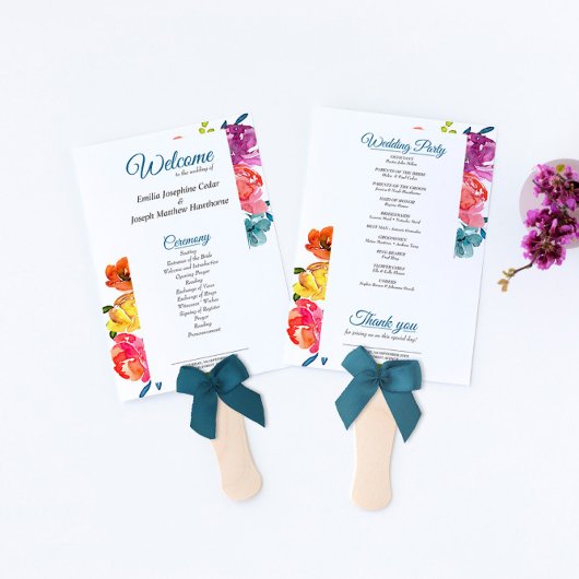 Helles Sommer farbenfrohe blumenreiche Hochzeitspr Fächer