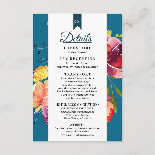 Helles Sommer farbenfrohe Hochzeitsdetails Einschl Begleitkarte (Vorderseite)