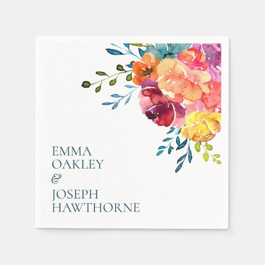 Helles Sommer farbenfrohe Hochzeitspapier Napkin Serviette (Vorderseite)