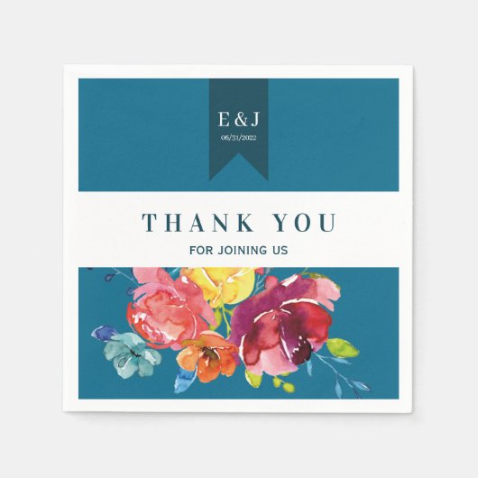 Helles Sommer farbenfrohe Hochzeitspapier Napkin Serviette (Vorderseite)