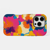 Helles Sommer Modernes Blumenmuster iPhone Hülle (Rückseite (Horizontal))