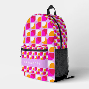 Helles Sommer-Pink-Orange-Midcentury-Kunstmuster Bedruckter Rucksack